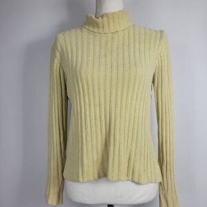 J. Crew Ribber Pale Butter Yellow Cotton Blend Sweater Size Medium